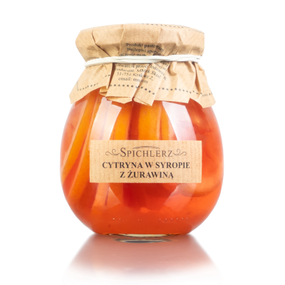 Owoce cytryny i żurawina w słodkiej zalewie bez sztucznych barwników dla wegan