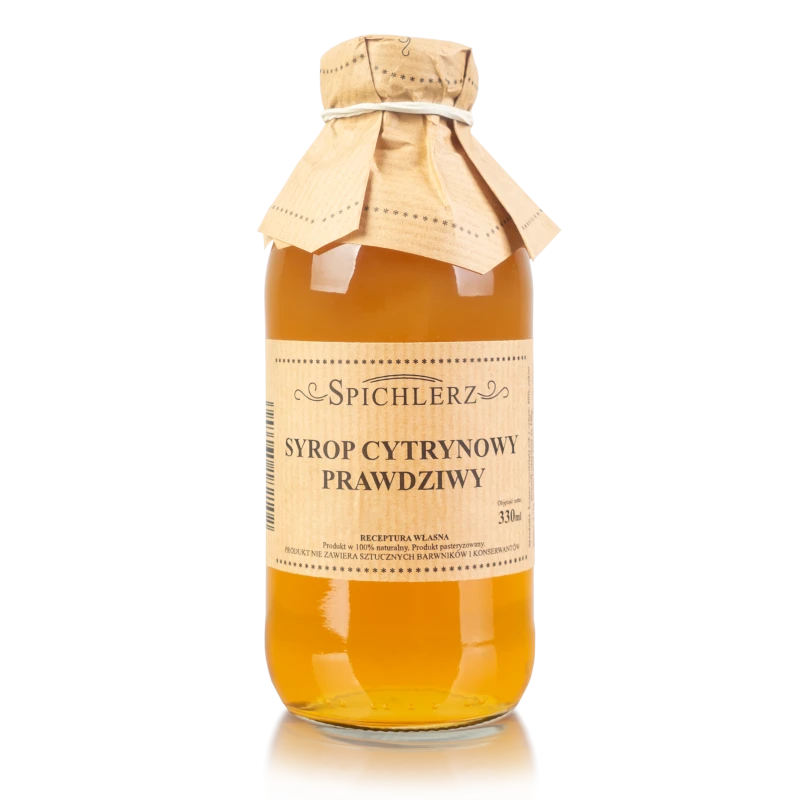 Orzeźwiający syrop cytrynowy PysznyKubek w szklanej butelce