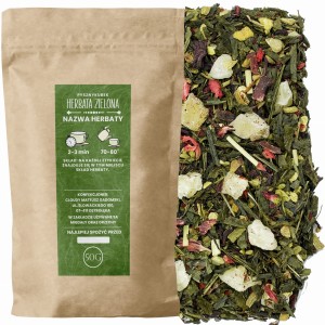 Letnia mieszanka zielonej herbaty Sencha z płatkami hibiskusa i trawą cytrynową