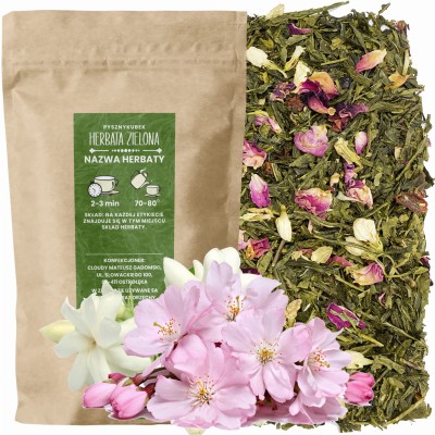 Klasyczna zielona herbata sypana Sencha Sakura w eleganckim opakowaniu