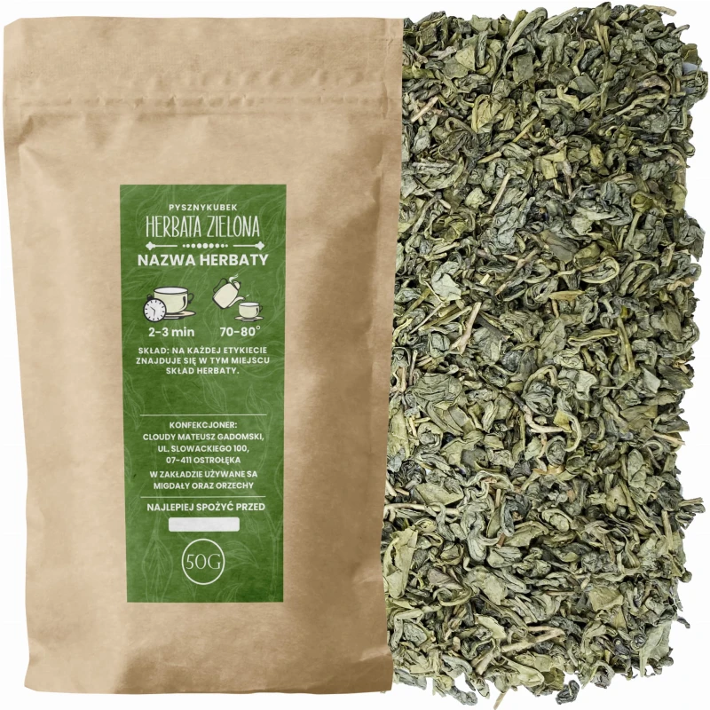 Klasyczna mocna herbata zielona sypana Gunpowder w eleganckim opakowaniu