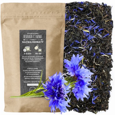 Klasyczna czarna herbata liściasta Earl Grey Blue z bławatkiem w eleganckim opakowaniu