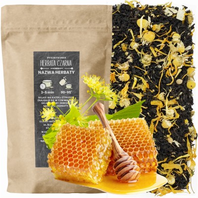 Aromatyczna czarna herbata sypana Lipa i Miód w eleganckim opakowaniu