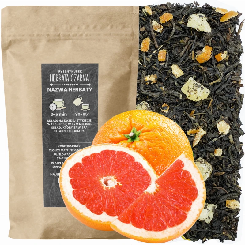Cytrusowa czarna herbata sypana Earl Grey Grapefruit i Pomarańcza w eleganckim opakowaniu