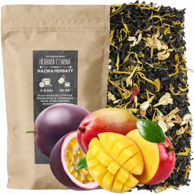 Egzotyczna czarna herbata sypana Mango i Maracuja w eleganckim opakowaniu