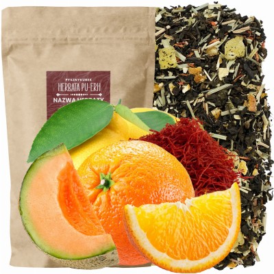 Nietuzinkowa czerwona herbata liściasta Chilli Melon i Pomarańcza w eleganckim opakowaniu