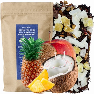Egzotyczna owocowa herbata sypana Pinacolada w eleganckim opakowaniu