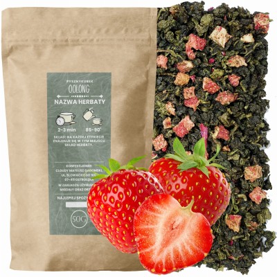 Owocowa herbata sypana Oolong Truskawkowy w eleganckim opakowaniu