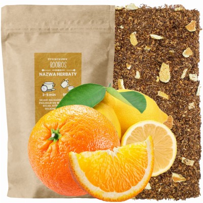 Orzeźwiająca herbata sypana Rooibos Cytryna z pomarańczą w eleganckim opakowaniu