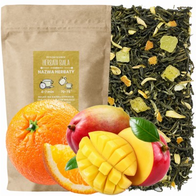 Intensywnie owocowa biała herbata liściasta Mango i Pomarańcza Fujian White w opakowaniu