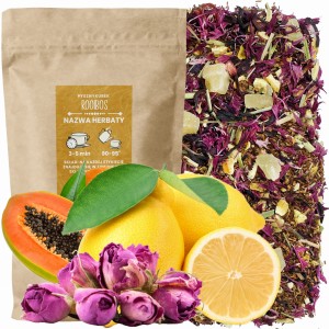 Orzeźwiająca letnia herbata Rooibos Różowa lemoniada w eleganckim opakowaniu