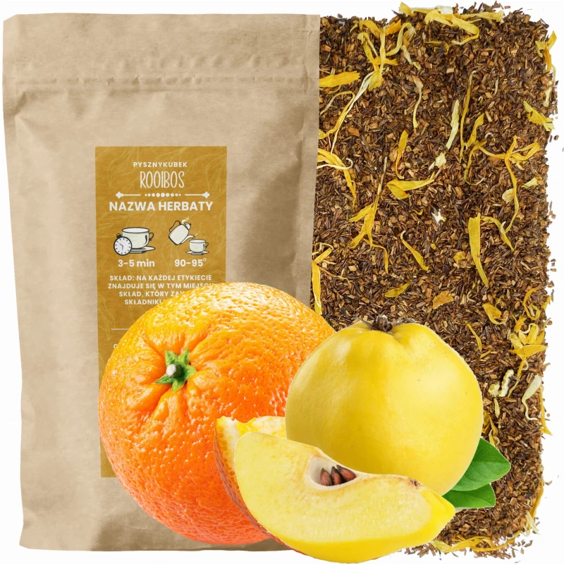 Cytrusowa herbata Rooibos Pomarańcza z pigwą w eleganckim opakowaniu