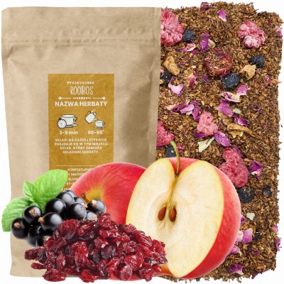 Orzeźwiająca owocowa herbata Rooibos Rajska dolina w opakowaniu