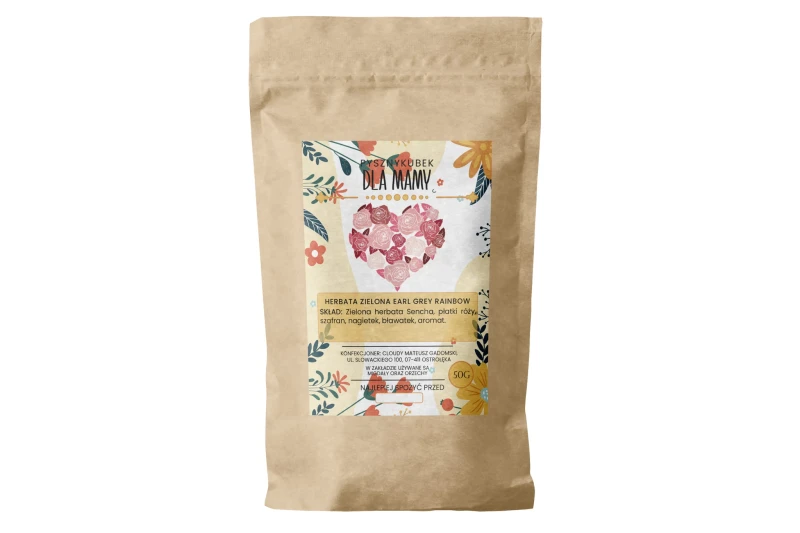 Mieszanka zielonej herbaty Sencha z kolorowymi płatkami kwiatów i aromatem bergamotki