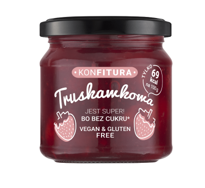 Domowa owocowa konfitura z truskawek słodzona sokiem jabłkowym dla wegan