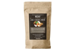 Chrupiące migdały w białej czekoladzie i kokosie w torebce 100g