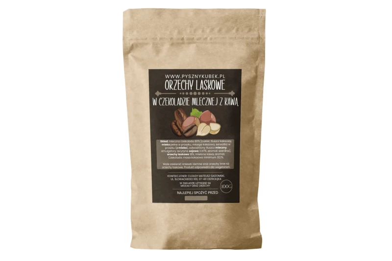 Chrupiące orzechy laskowe z kawą Arabica w czekoladzie 100g