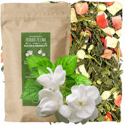 Zielona herbata sencha z miętą i truskawką liofilizowaną