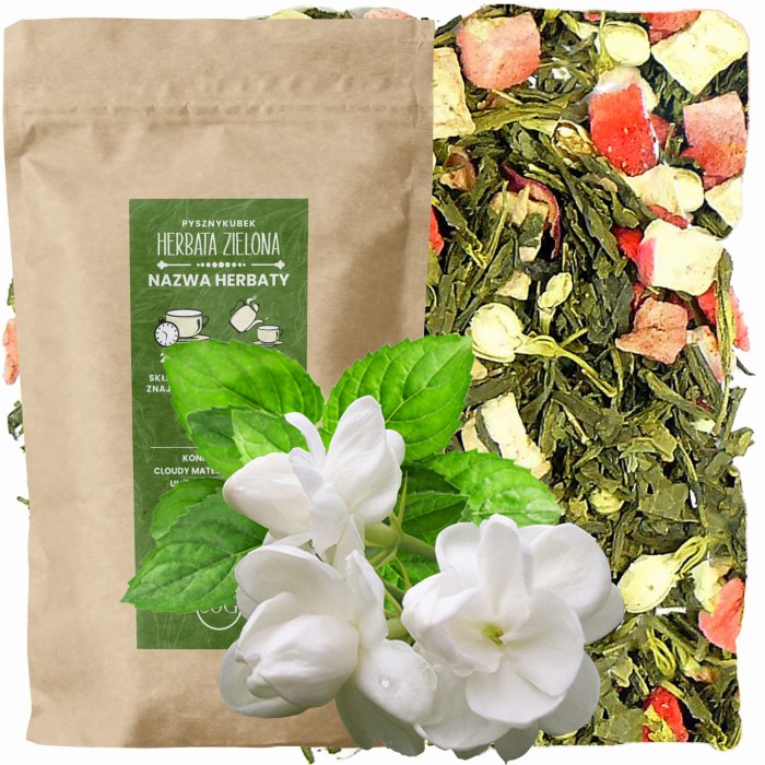 Zielona herbata sencha z miętą i truskawką liofilizowaną