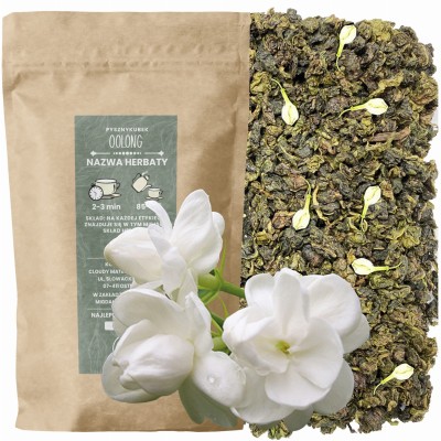 Susz chińskiej herbaty oolong se chung z widocznymi pączkami jaśminu