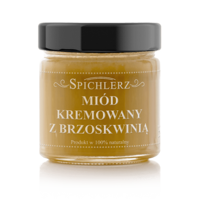 Miód kremowany z brzoskwinią PysznyKubek słoik dwieście dwadzieścia gramów