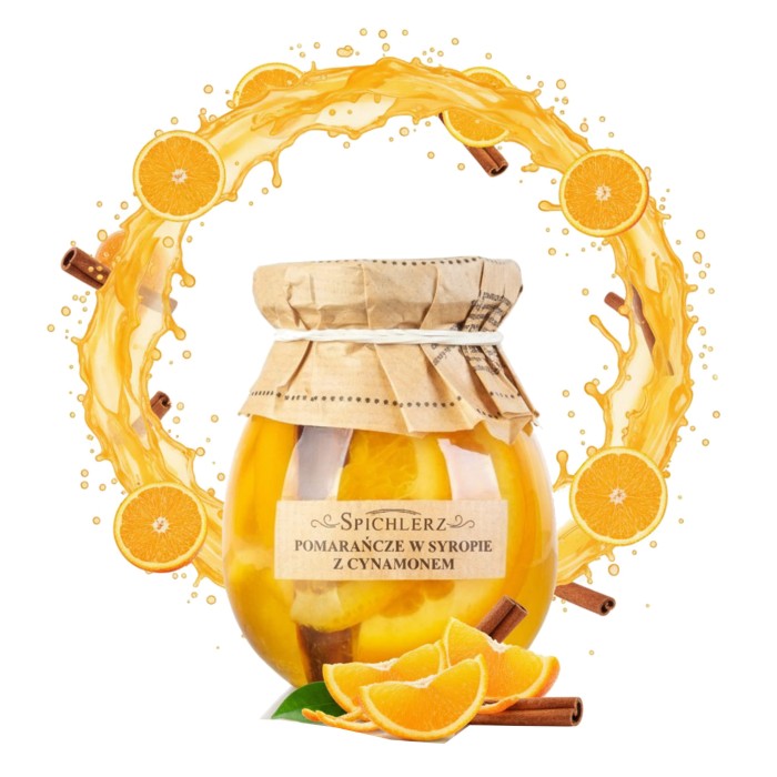 Pomarańcze w syropie z cynamonem PysznyKubek słoik dwieście sześćdziesiąt gramów