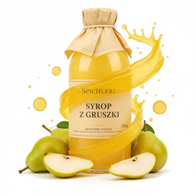 Syrop z gruszki PysznyKubek w szklanej butelce trzysta trzydzieści mililitrów