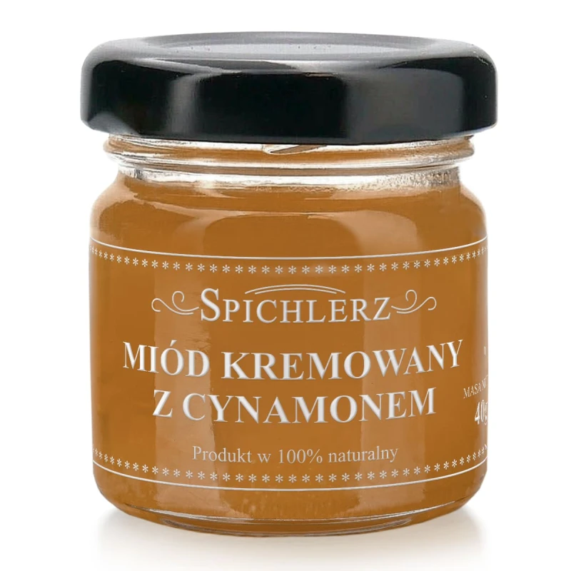 Miód kremowany z cynamonem PysznyKubek w słoiczku czterdzieści gramów