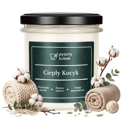 Świeca sojowa Ciepły Kocyk w szklanym słoiczku
