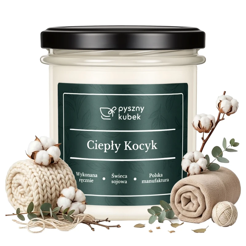 Świeca sojowa Ciepły Kocyk w szklanym słoiczku