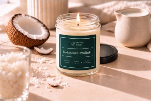 Świeca zapachowa o aromacie kokosa, mleka i wanilii inspirowana pralinkami Raffaello