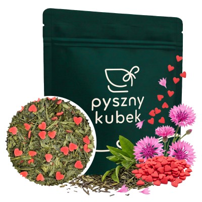 Romantyczna zielona herbata liściasta I Love You w eleganckim opakowaniu
