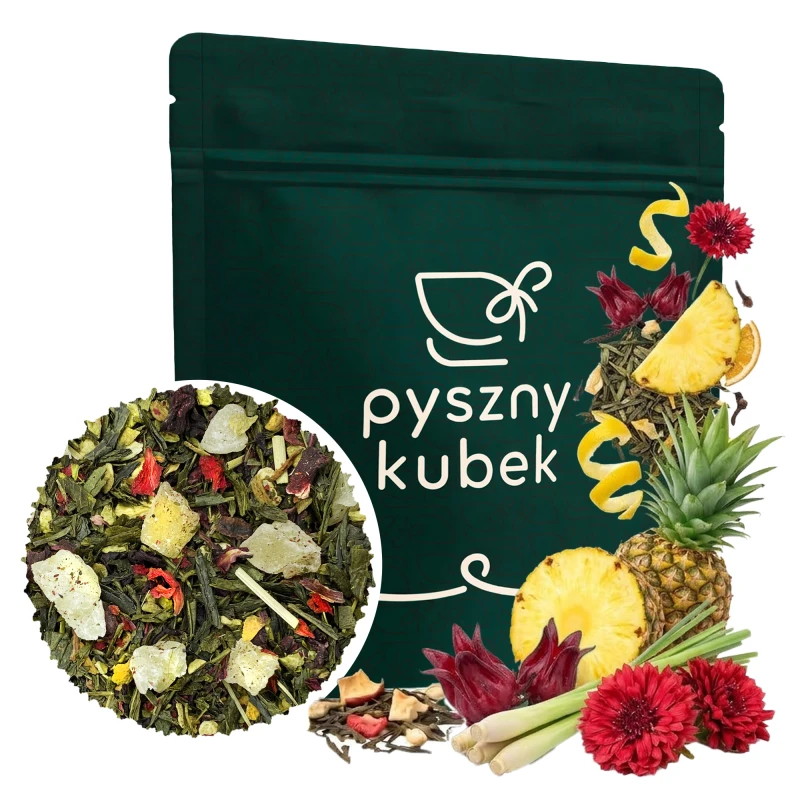 Orzeźwiająca zielona herbata sypana Różowa Lemoniada w eleganckim opakowaniu