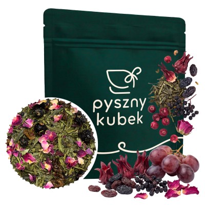 Wyrazista winogronowa herbata sypana Winogronowa w eleganckim opakowaniu