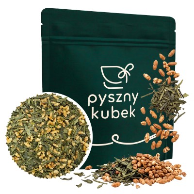 Klasyczna japońska herbata zielona Genmaicha w eleganckim opakowaniu