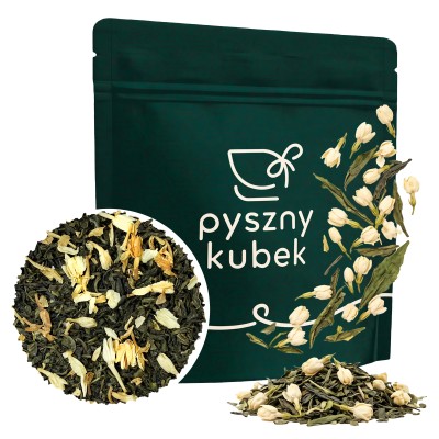 Klasyczna zielona herbata sypana Sencha Jaśminowa w eleganckim opakowaniu