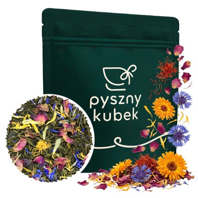 Kwiatowa zielona herbata sypana Earl Grey Rainbow w eleganckim opakowaniu