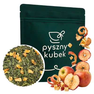 Owocowa zielona herbata sypana Świeże Jabłko w eleganckim opakowaniu