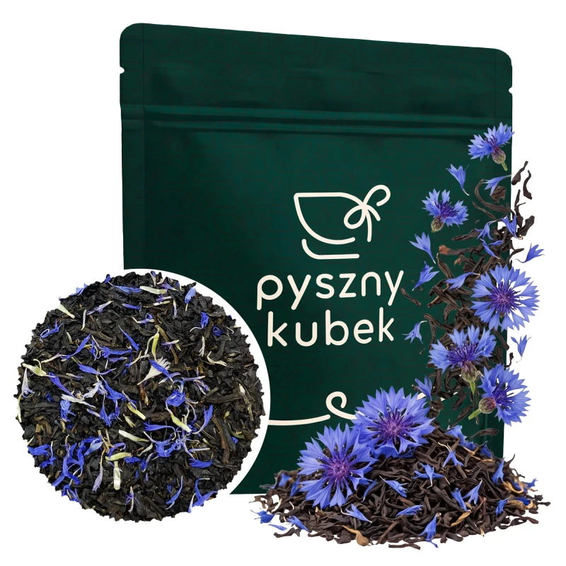 Klasyczna czarna herbata liściasta Earl Grey Blue z bławatkiem w eleganckim opakowaniu