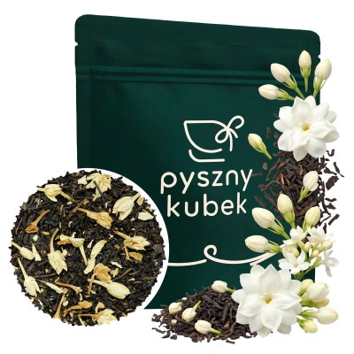 Klasyczna kwiatowa czarna herbata sypana Jaśminowa w eleganckim opakowaniu