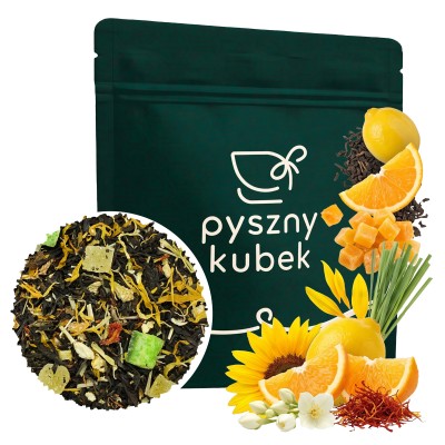 Cytrusowa czarna herbata sypana Słońce w Pomarańczy w eleganckim opakowaniu