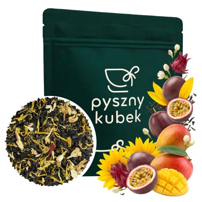 Egzotyczna czarna herbata sypana Mango i Maracuja w eleganckim opakowaniu