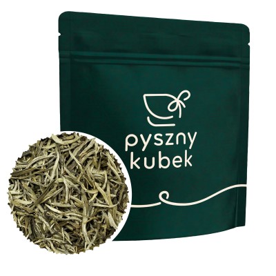 Ekskluzywna biała herbata liściasta Silver Needle Bai Hao Yinzhen w eleganckim opakowaniu