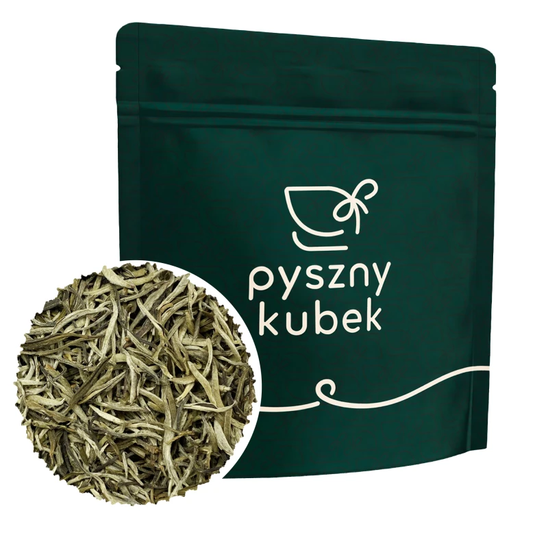 Ekskluzywna biała herbata liściasta Silver Needle Bai Hao Yinzhen w eleganckim opakowaniu