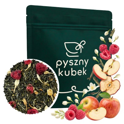 Owocowa biała herbata sypana Ogródek Babci w eleganckim opakowaniu