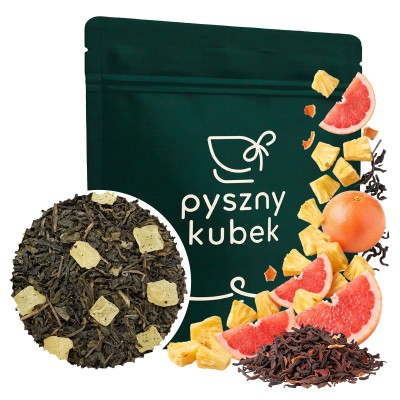 Orzeźwiająca czerwona herbata sypana Grapefruit w eleganckim opakowaniu