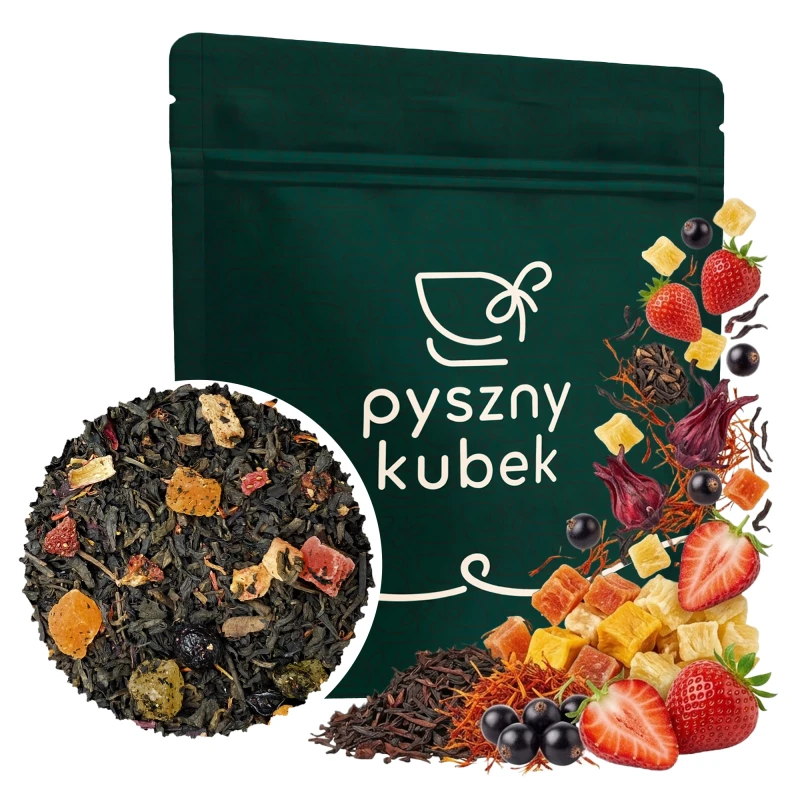 Egzotyczna czerwona herbata liściasta Fantazja w eleganckim opakowaniu