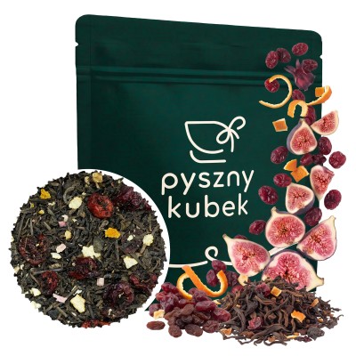 Wyrazista owocowa czerwona herbata sypana Żurawina i Rabarbar w eleganckim opakowaniu