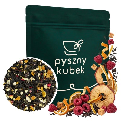 Mieszanka czerwonej herbaty Pu Erh ze skórką pomarańczy cytryny jabłkiem i malinami