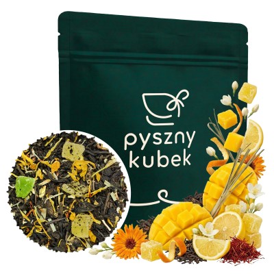 Cytrusowa herbata czerwona liściasta Słońce w pomarańczy Pu Erh w opakowaniu